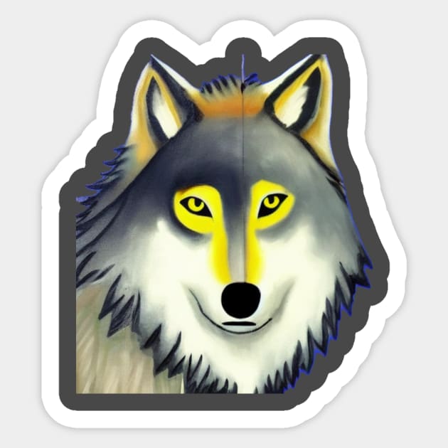 A retro wolf artwork Sticker by Mkt design